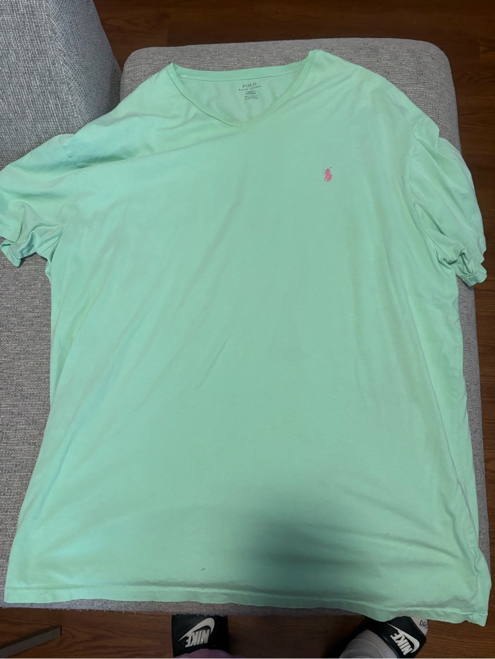 Polo by Ralph Lauren Mint Green V-Neck Tee with Pink Pony